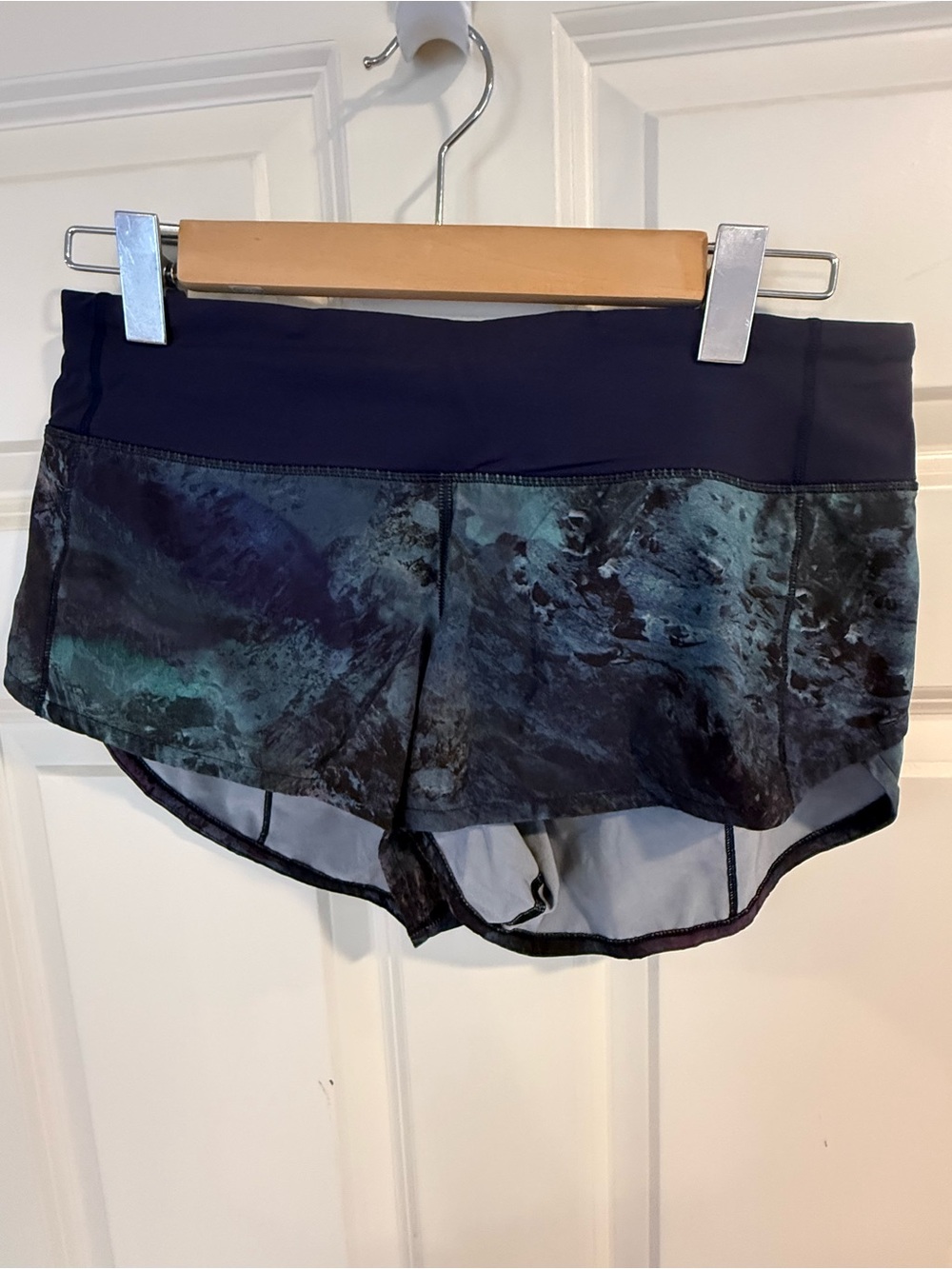 lululemon athletica Navy and Teal Marble-Print Athletic Shorts